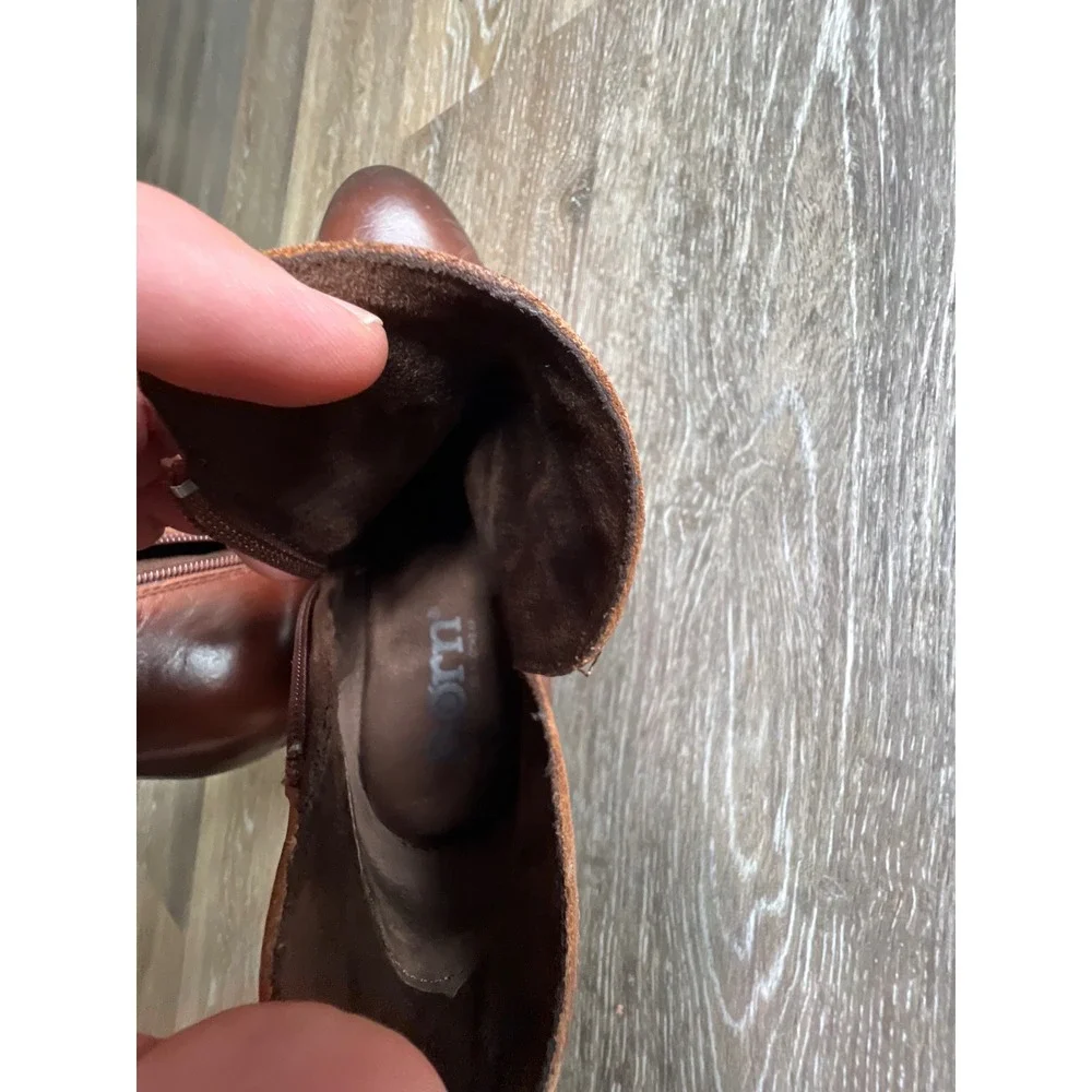 Born Ankle Boots Womens 8 Brown Good Leather Block Heel Side Zip Booties - Picture 9 of 9
